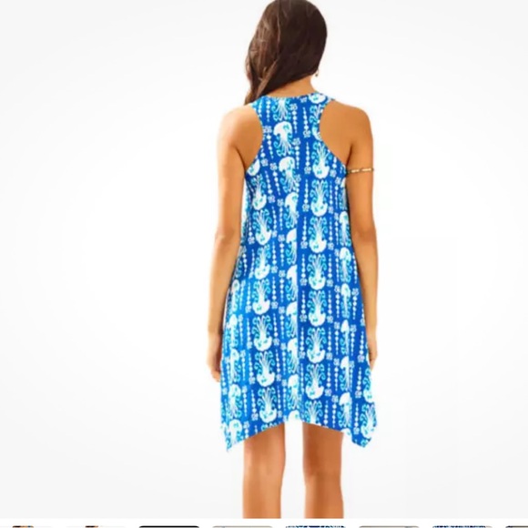 Lilly Pulitzer Melle Dress Indigo Blue Get In Line Octopus Print - L - Picture 4 of 12